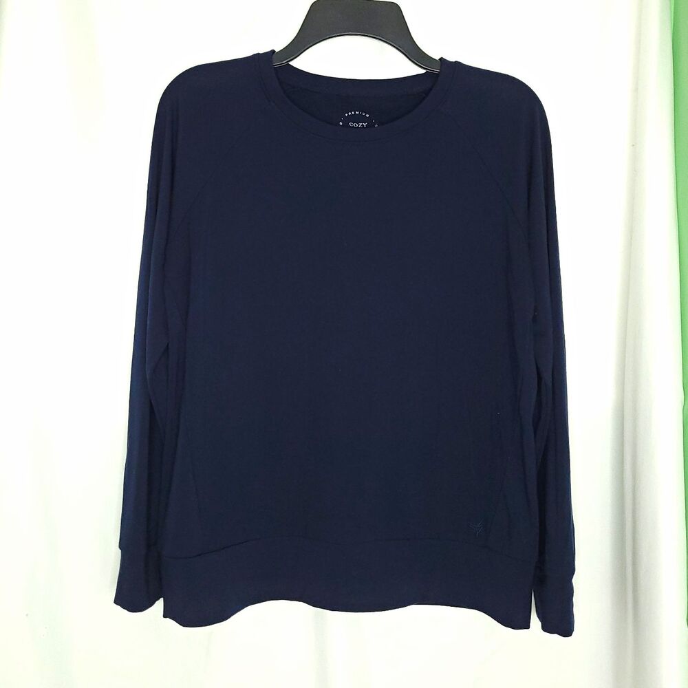 Cozy Earth Women’s XS Navy Solid Crew Neck Raglan Bamboo Knit Pullover Top